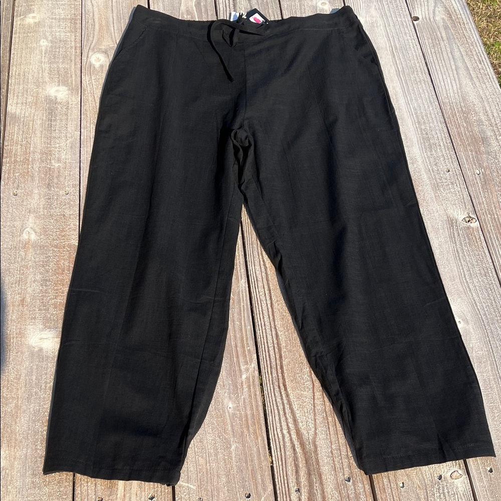Black Wide Leg Linen Pants